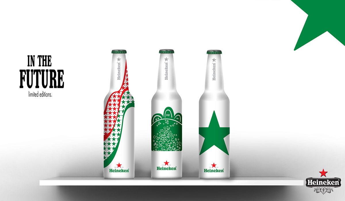 bottle heineken Packaging green star poster beer drink bottle design