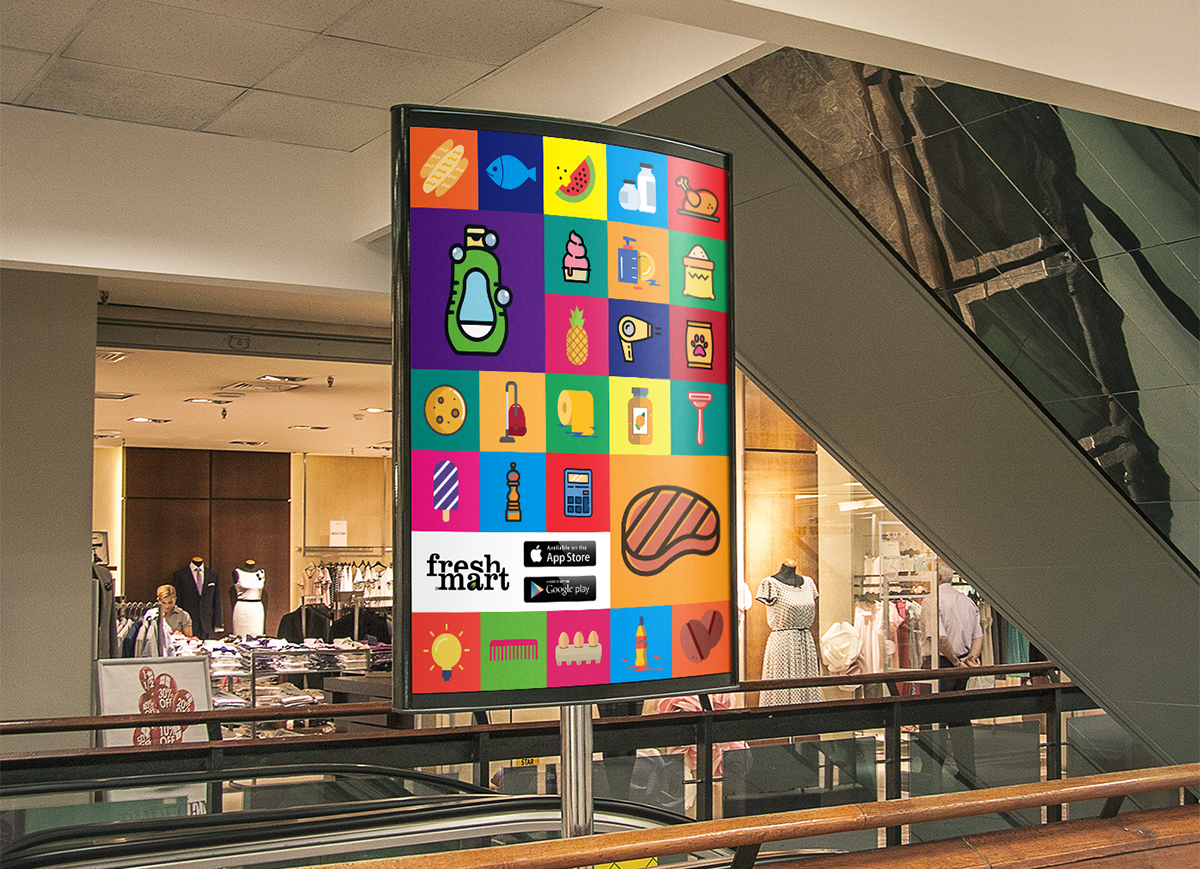 Freshmart Grocery poster fresh market dubai UAE emirates colorfull super market