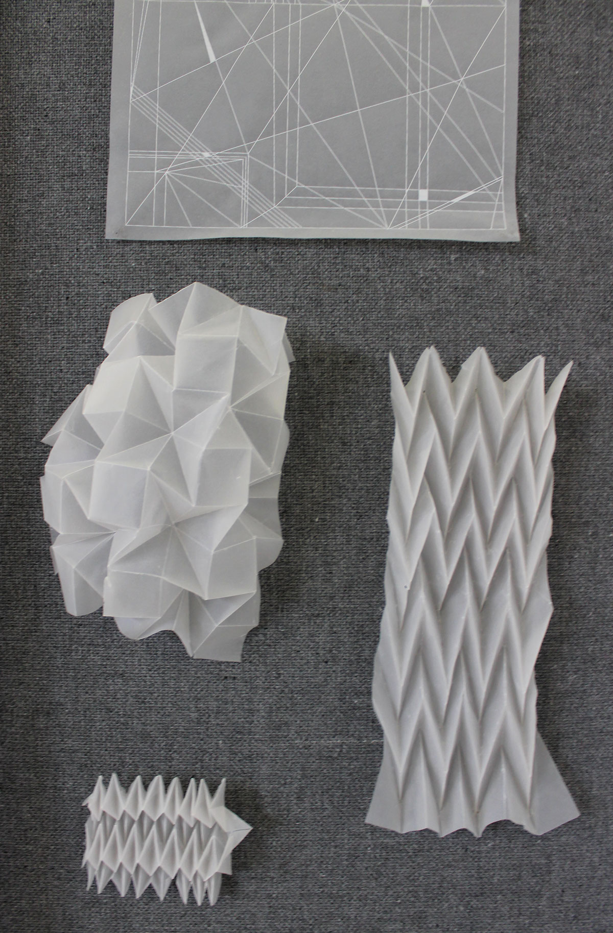 pattern origami  geometry geometric line crease fold tesselation vellum paper