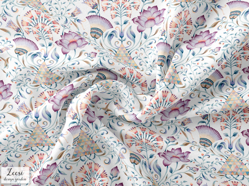 textile design  watercolor painting Lotus Pattern seamless pattern textile designer surface design lotus flower