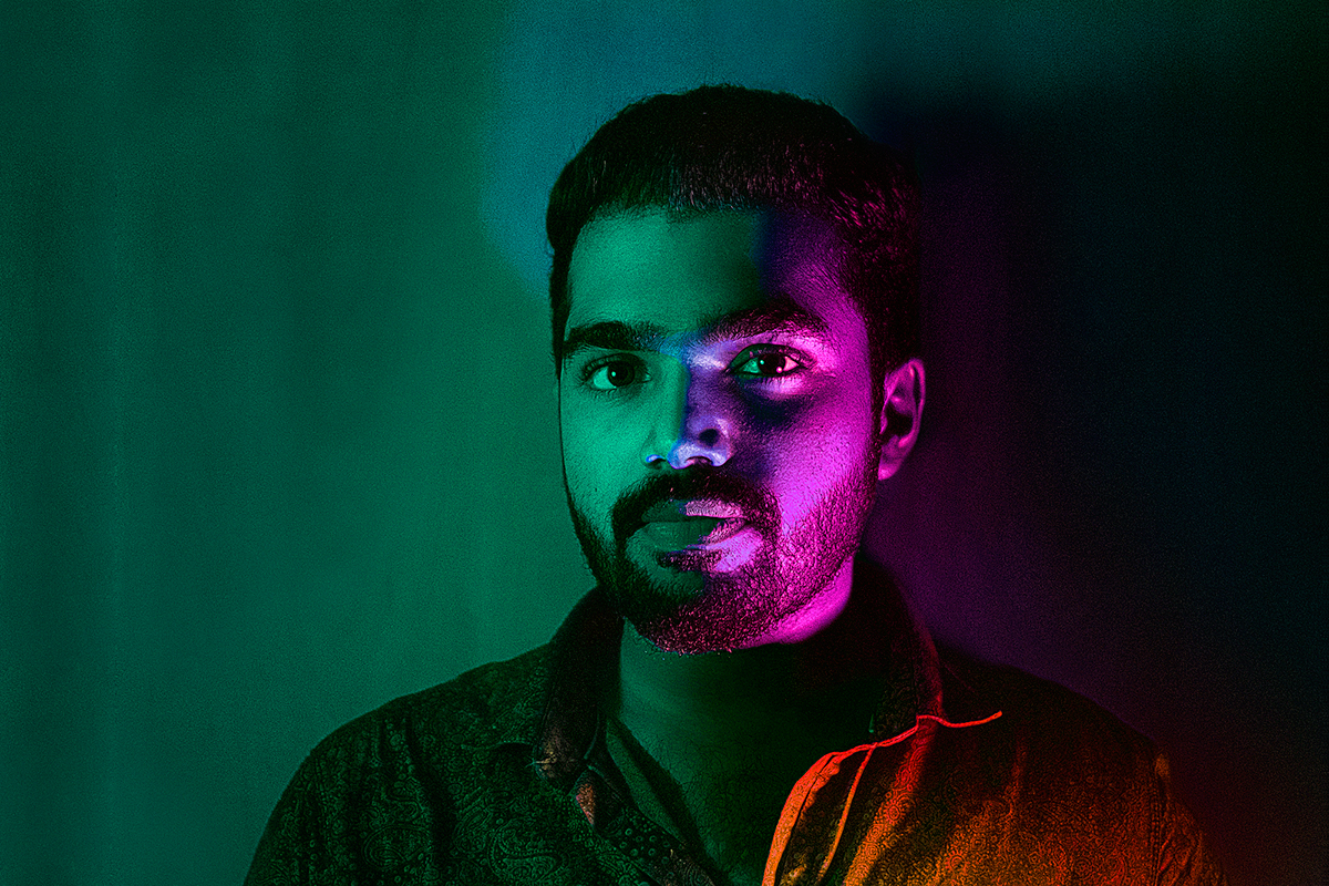 portrait serious gangster India angry lighting colors colorful