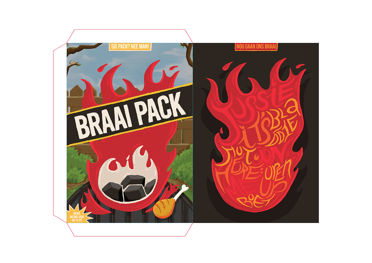 3D model braai Embroidered Patch lucky packet product design  products south african sticker textile design  toy design 