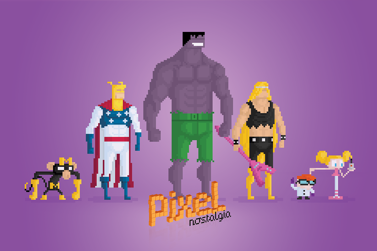 Pixel art Pixel Nostalgia pixel superheroes dc tnmt x-men freakazoid comics geek art Fan Art 8 bit 16 Bit vector