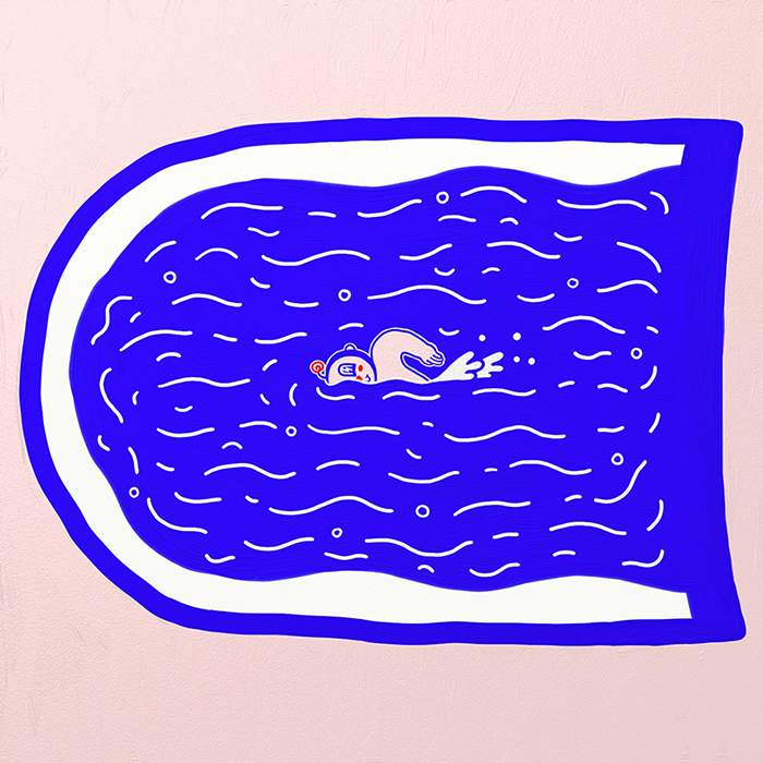 cosmic alien water swimming eyedrops blue summer dream comic