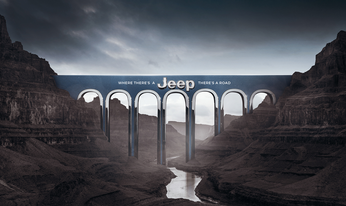 jeep retouche d'image mountains Cities car 4x4 SKY ads