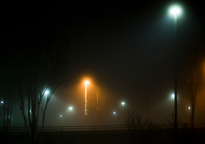 night fog Urban Landscape