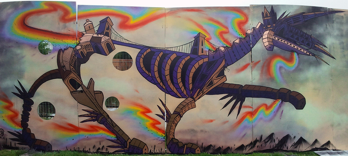 Mural  Graffiti  Dinosaur  chickens Outdoor