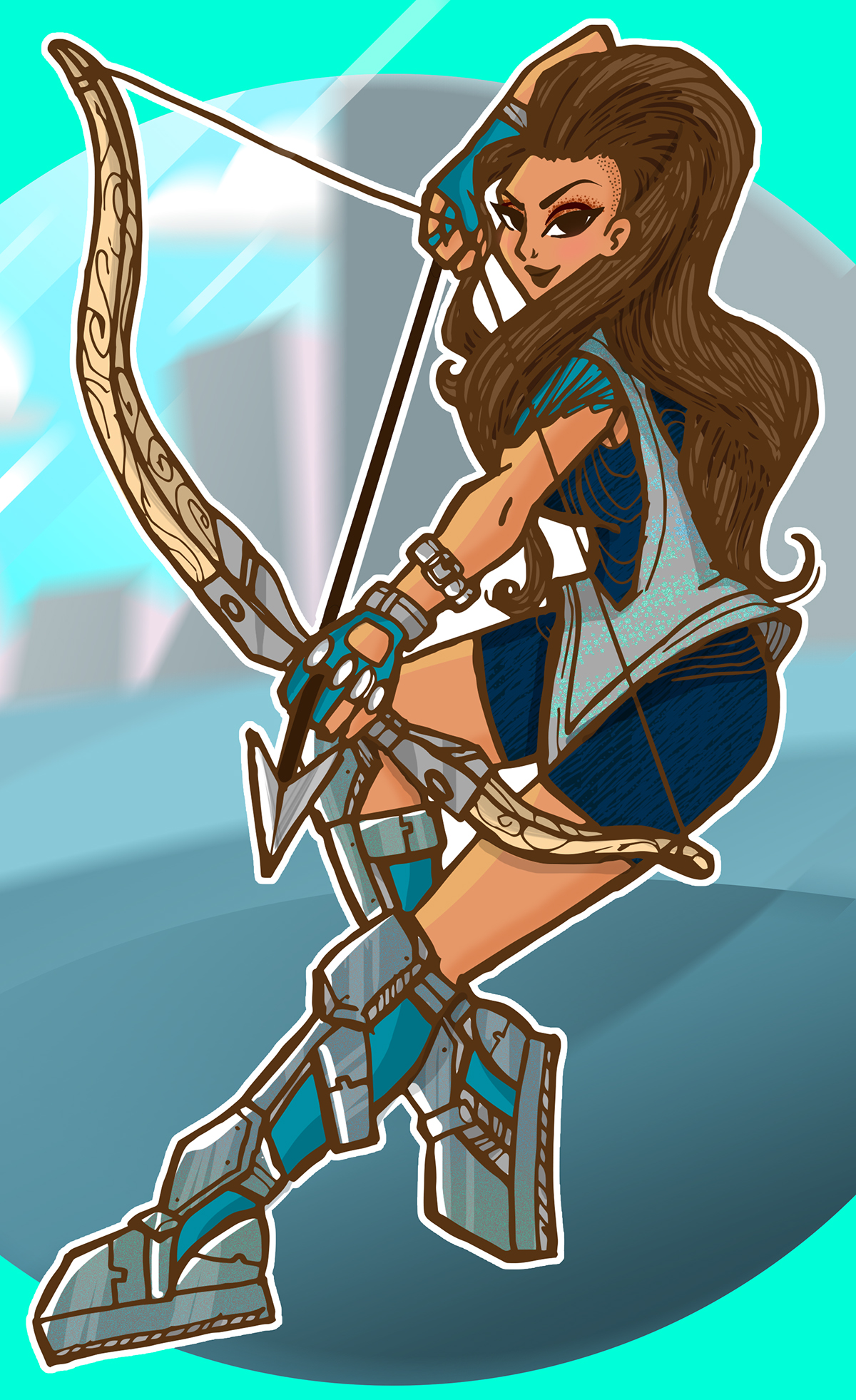 ILLUSTRATION  Character female harpy Archery bow arrow animation 