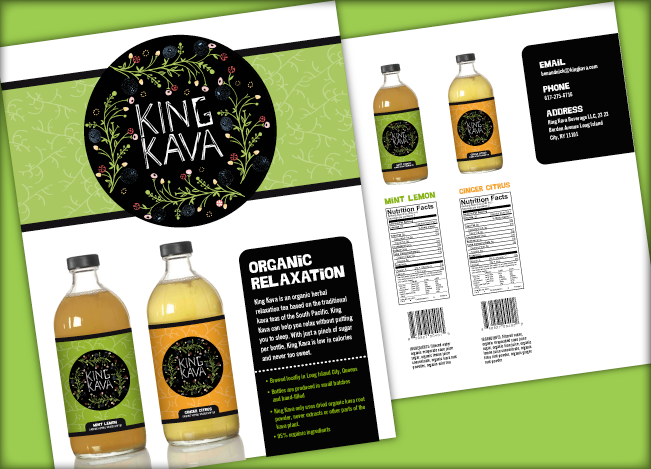 king kava  relaxing drink label design