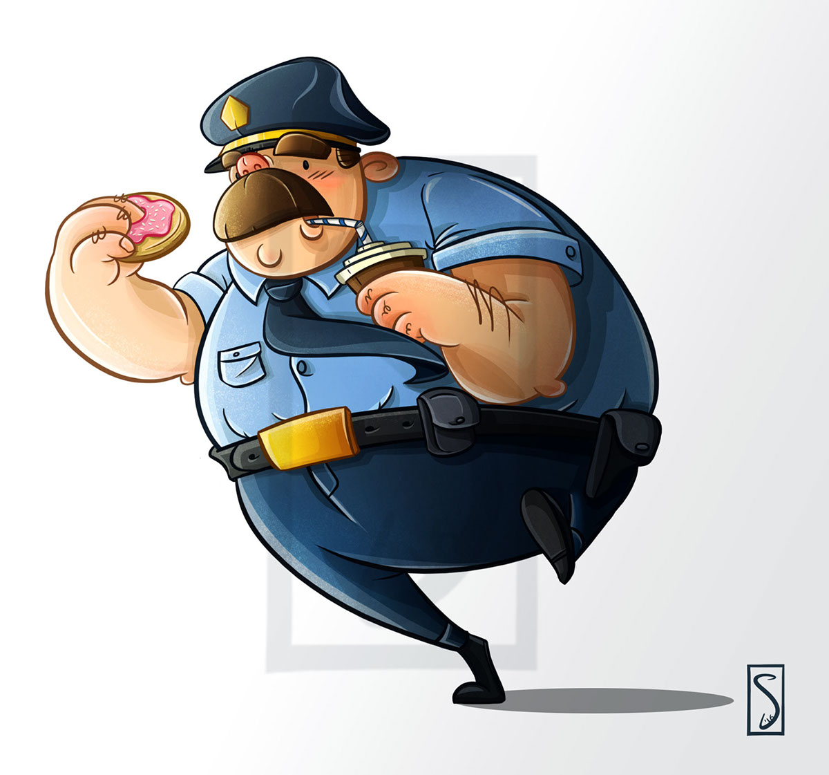 Cop police Character run funny