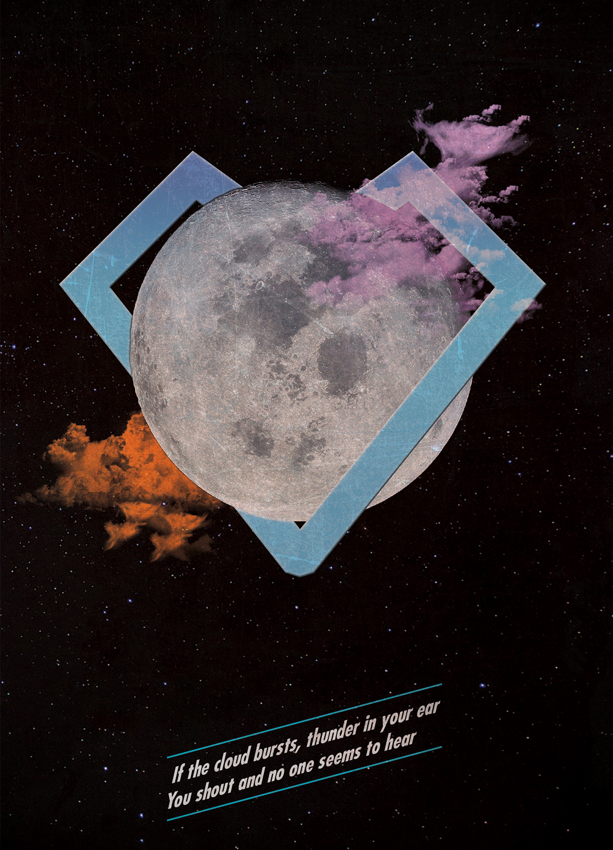 pink floyd graphic poster moon digital illustrazione fantasia Space  strar geometry sound