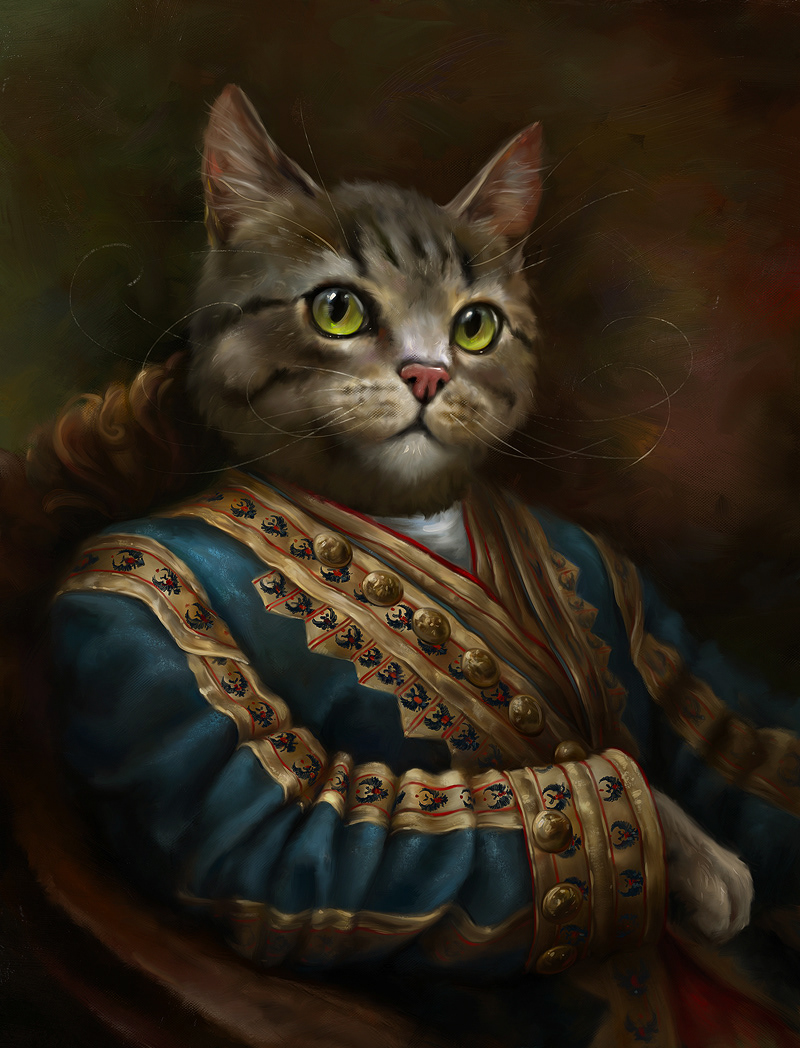 Cat Outrunner history hermitage Oils portrait anthro