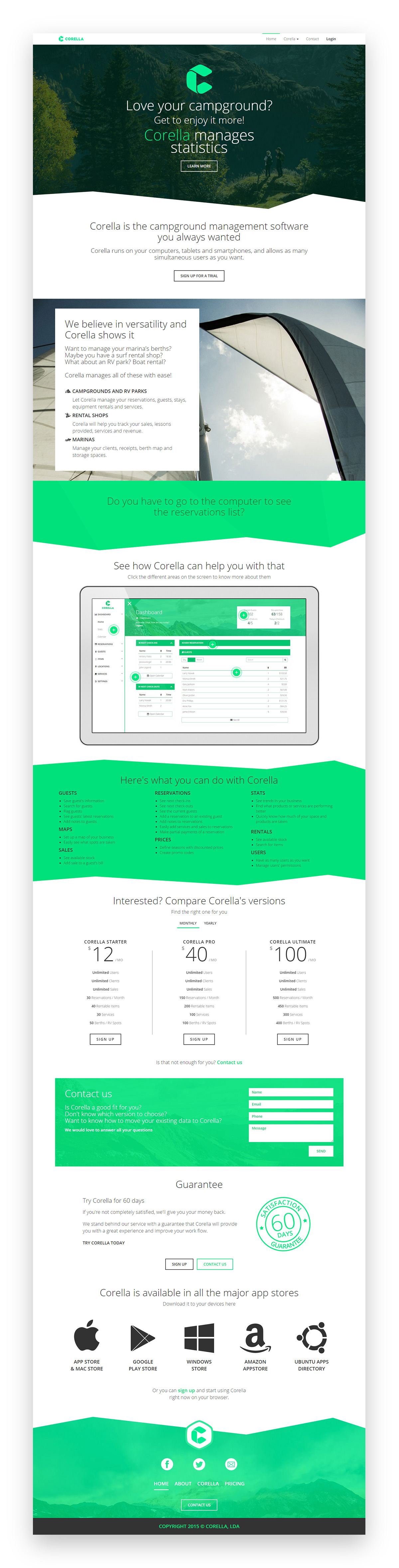 brand green clean flat Nature elegant Web app dashboard landing page demo