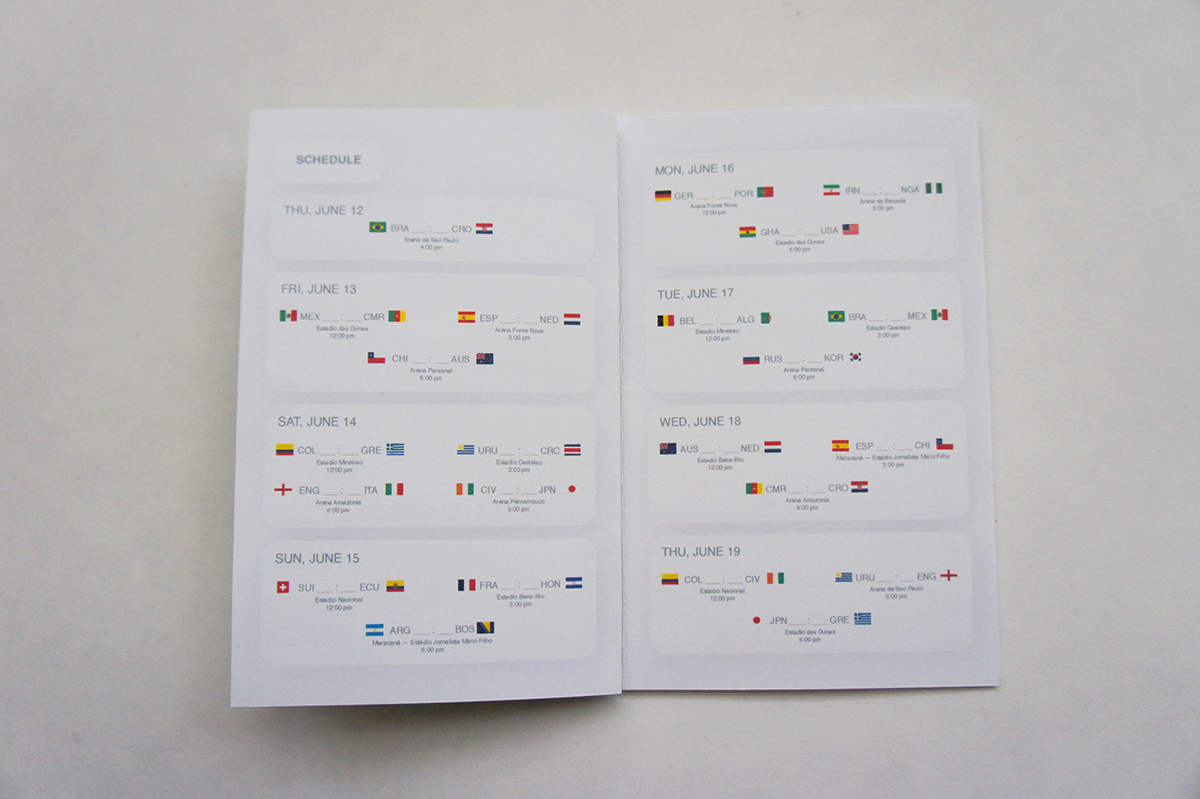 world cup soccer football FIFA Booklet schedule notebook book green Brazil BRACKET sports