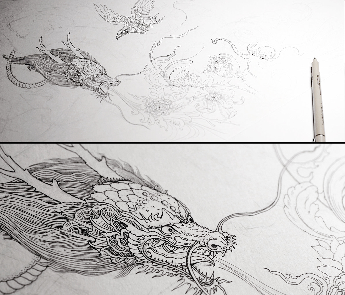 painting   digital illustration art rlon dragon fantasy Drawing 