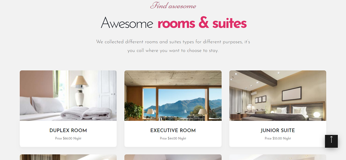 hotell landing page Webdesign Website