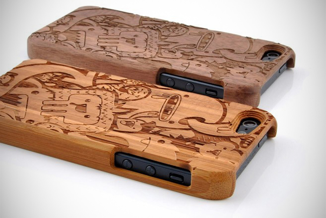 iphone case slide snap wood laser bamboo Black Walnut argentina