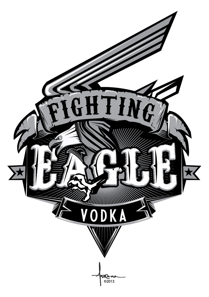vector adobe illustrator orlando arocena fighting eagle Vodka bottle design flag logo eagle american stars sexy alcohol Liqueur cool