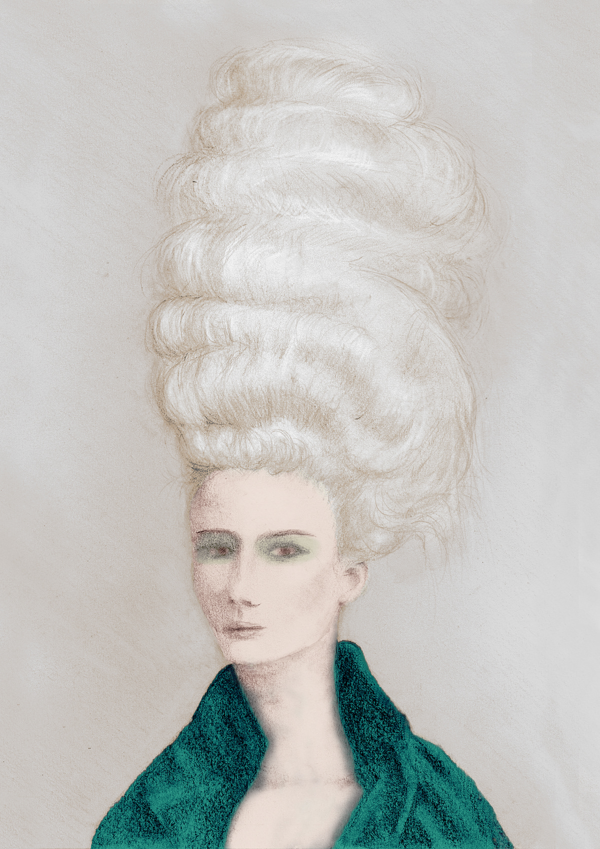 ai art Digital Art  Fashion  green hairstyle model portrait sketch woman