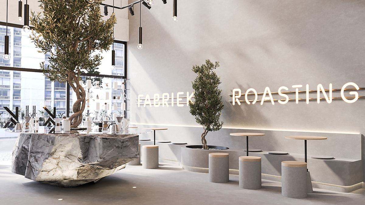 coffee shop Coffee cafe restaurant interior design  design architecture Render 3ds max corona