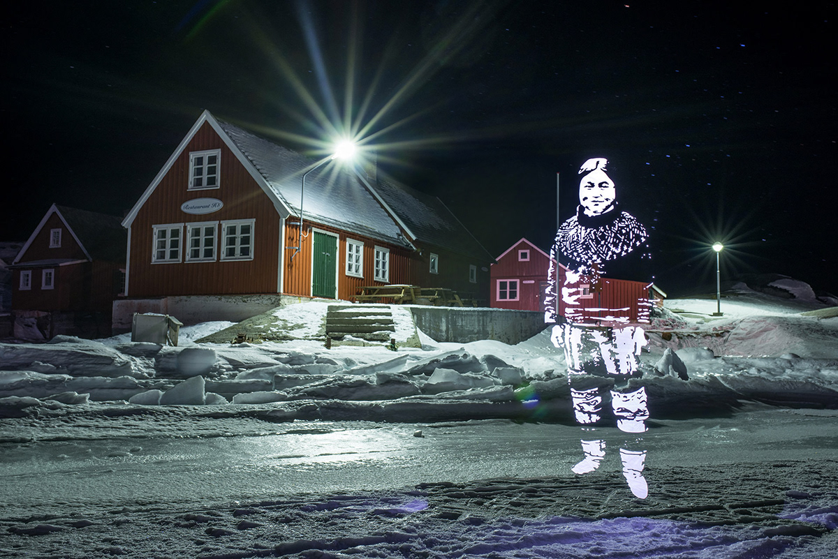 light painting stencil long exposure Greenland atka Inuit