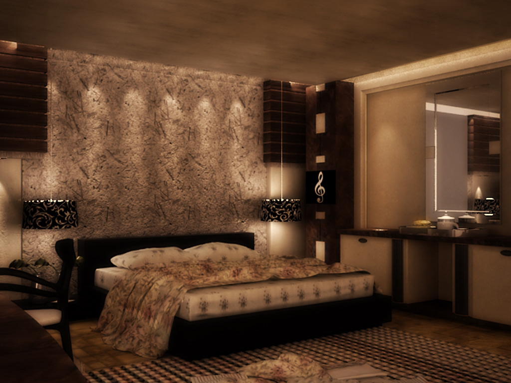 3D bedroom Interior modern bed room