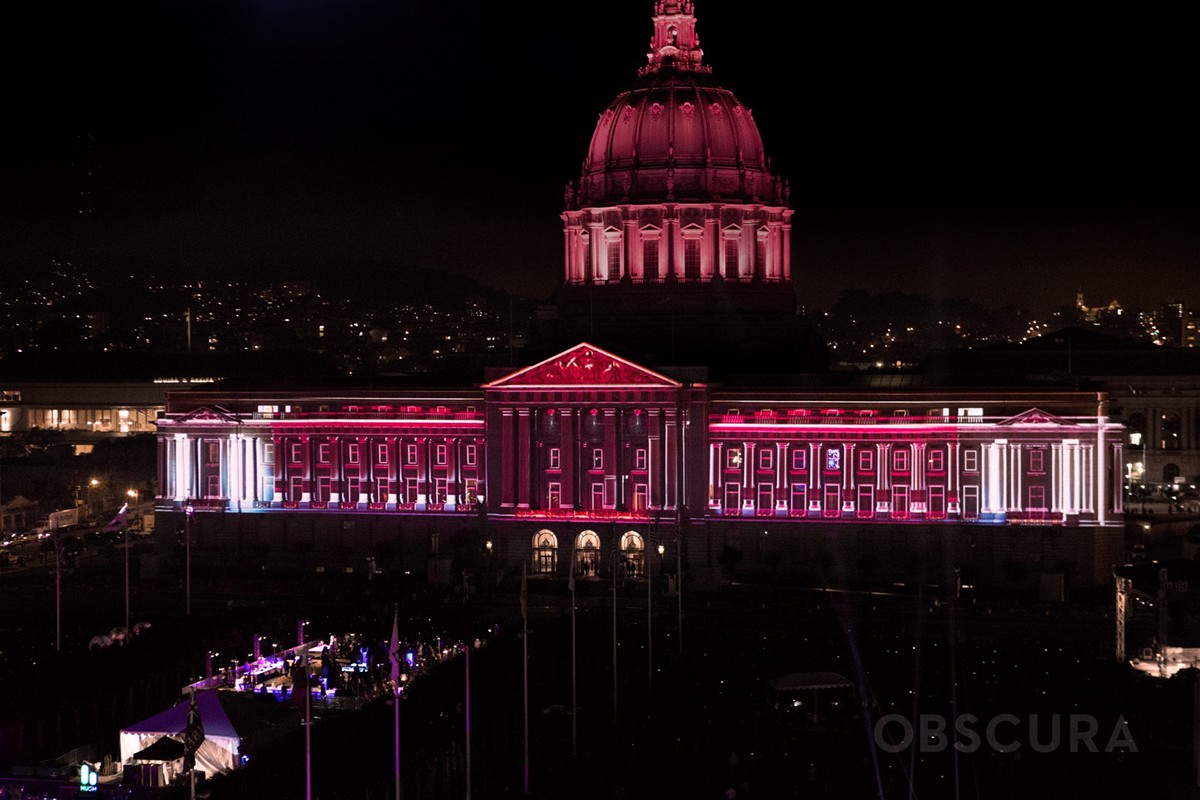 san francisco 100 years obscura digital projection mapping oakland SF city hall celebration