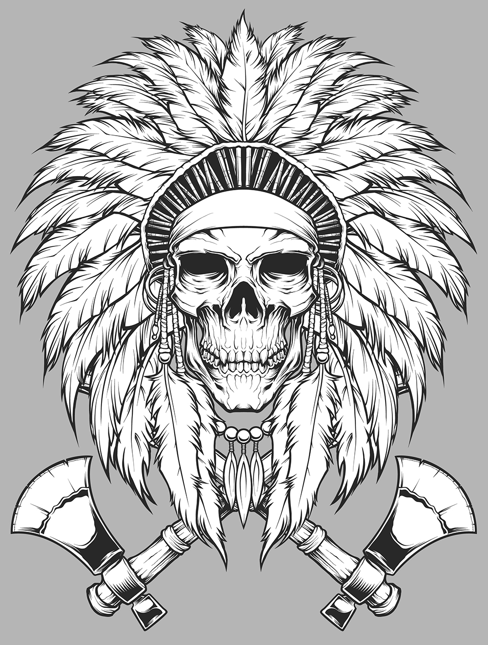 Blackoutbrother blackout indian skull kemosabe horror darkart dark feather