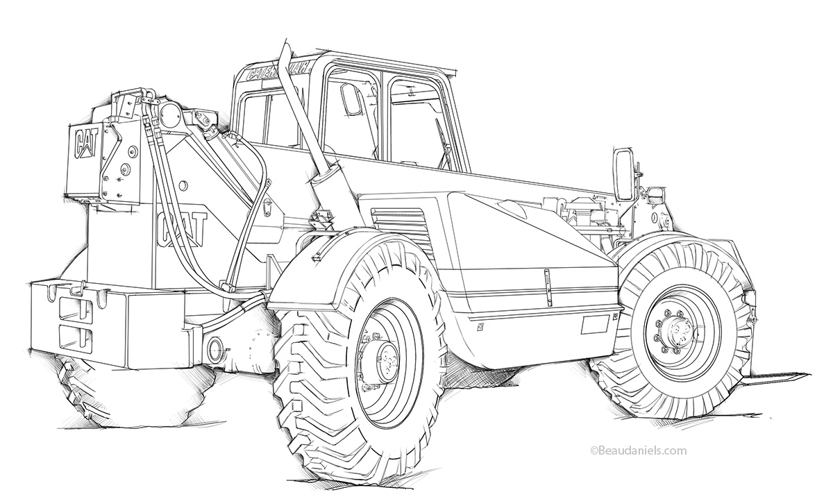 Caterpillar Truck technical illustration technical drawing sketch