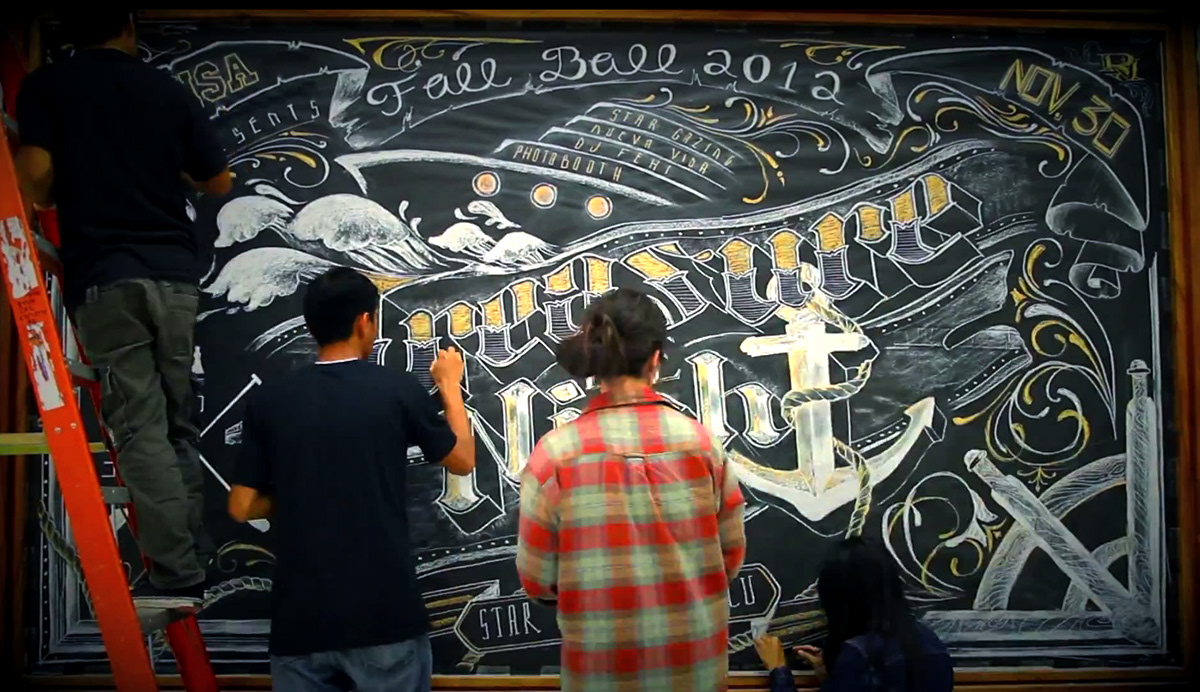 Chalk art Chalk Lettering Time Lapse fall ball cruise Mural