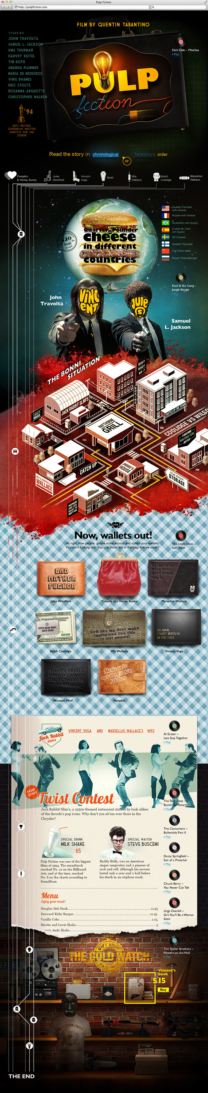 Tarantino pulp fiction game WALLET Cinema menu concept Cheeseburger Interface movie inglourious basterds timeline Gift Shop