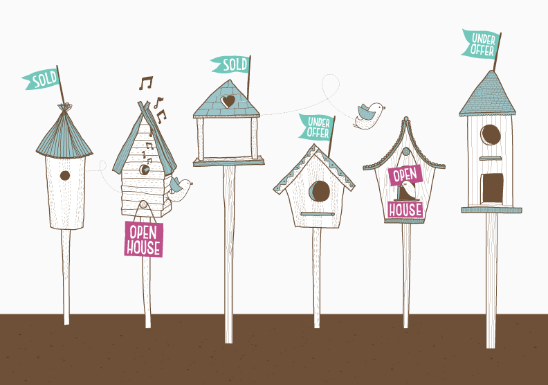 campaign  illustrated  birds  Open House  look book  estate agents  design  bristol DM advert spread print uncoated Web Banner