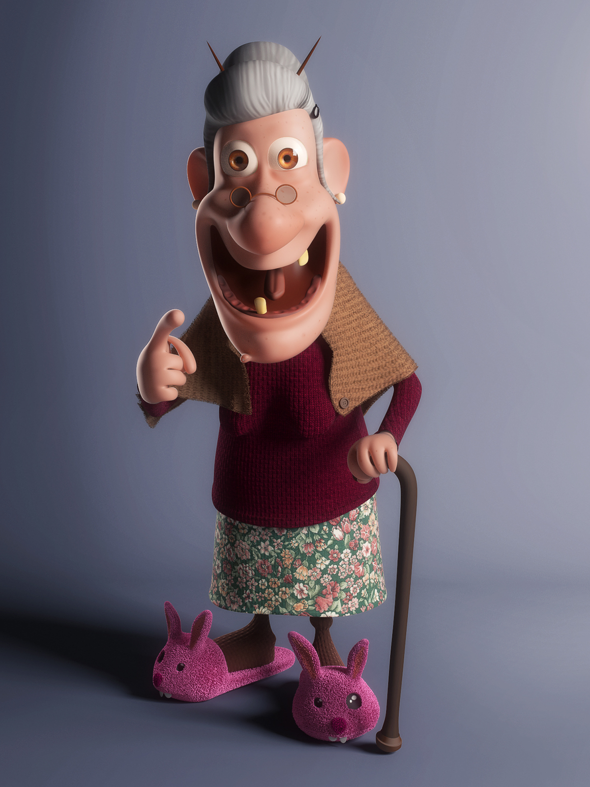 3D Character cartoon grandma