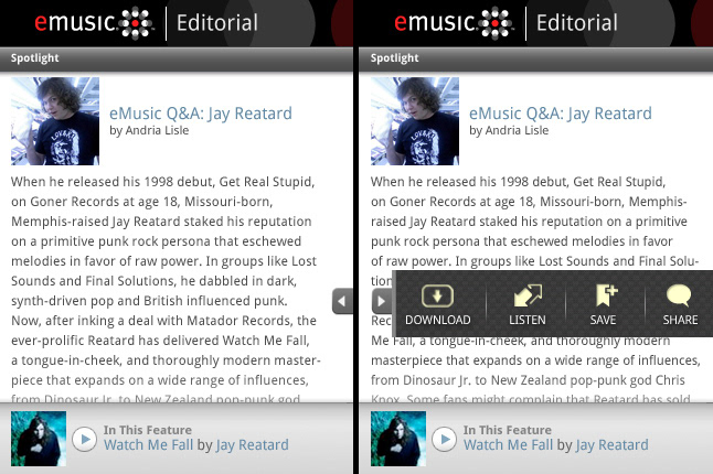 eMusic  mobile  android  app  native app