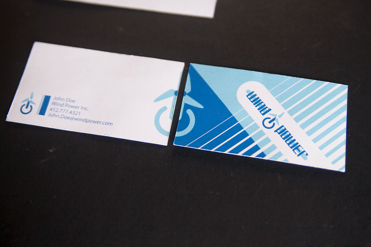 wind power corporate stationary envelope business card windmill blue White clean