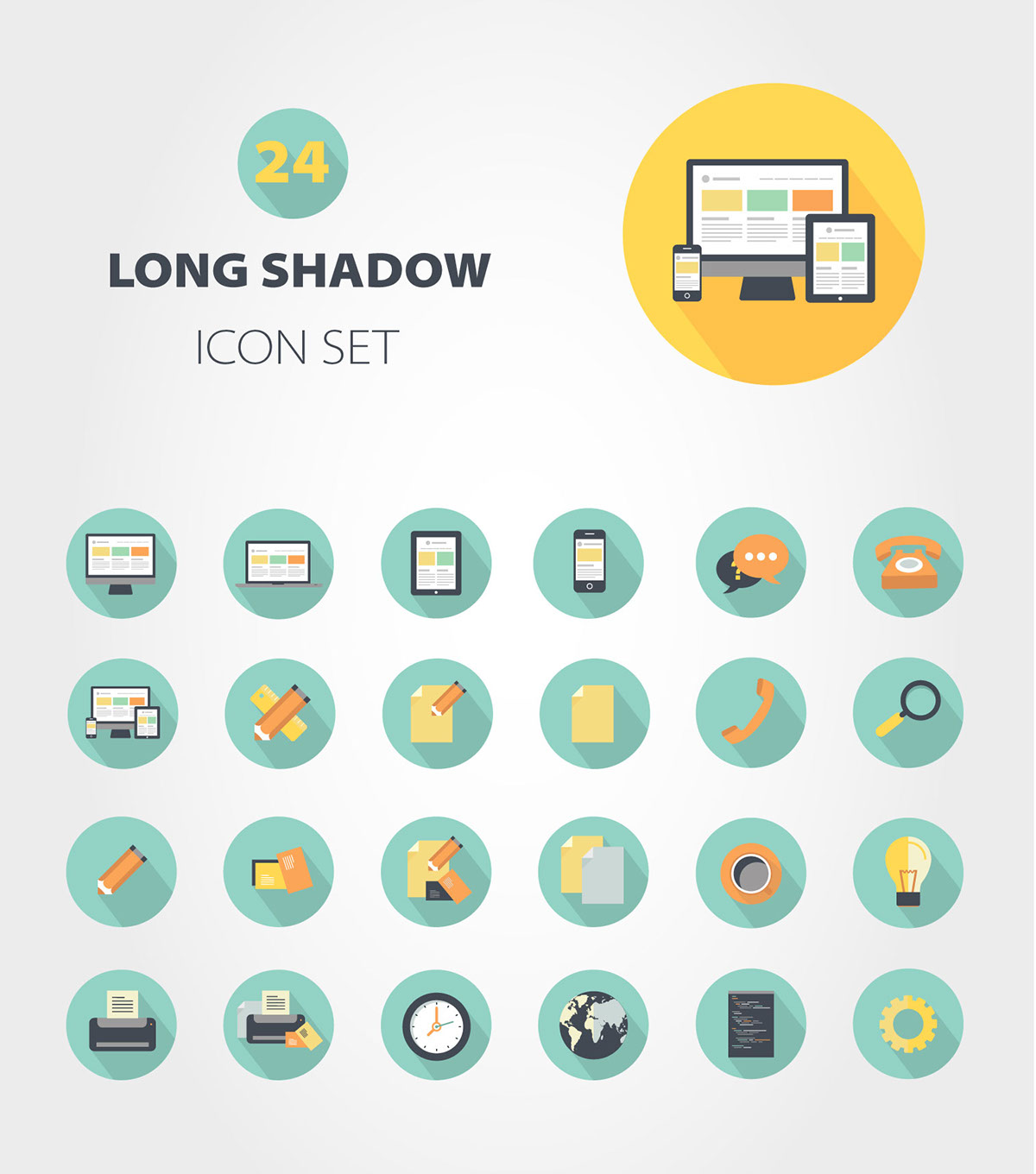 Icon icon set graphics long shadow