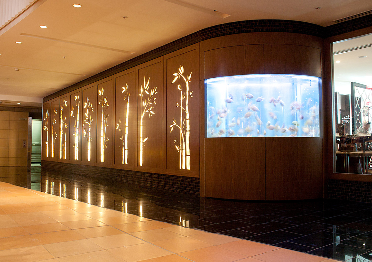 Coolon led lighting lucky chan wood restaurant crown casino Melbourne Australia glow