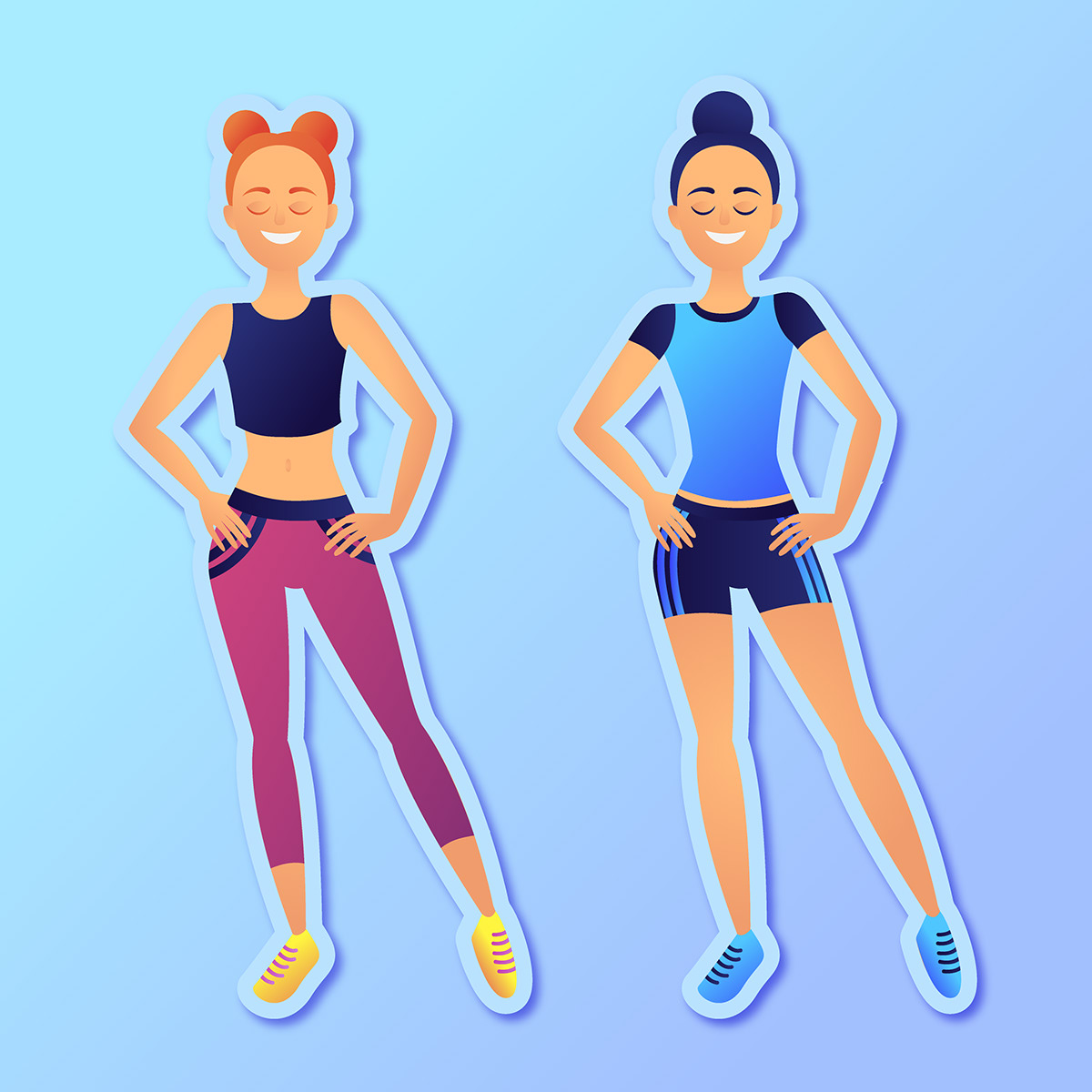 healthy sportlife ILLUSTRATION  flat digital sportgirls vector designe pattern girls