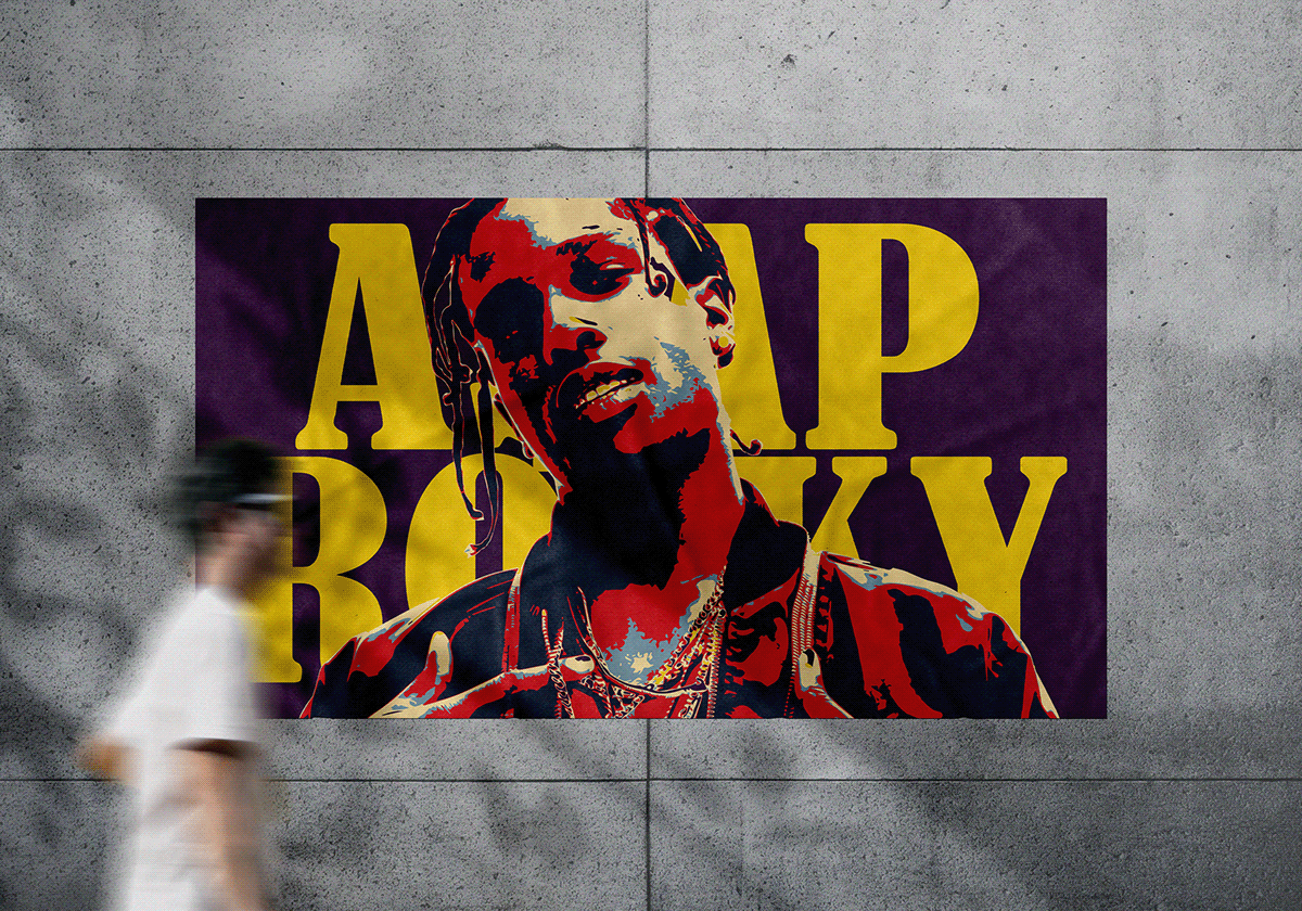 rap asap rocky poster design ilustrator Mockup music