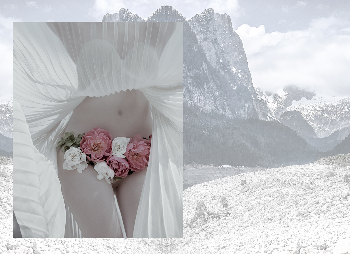 Fashion  art photography fairytale real flowers austrian alpes nature inspired haute couture flowers beauty poetic legend