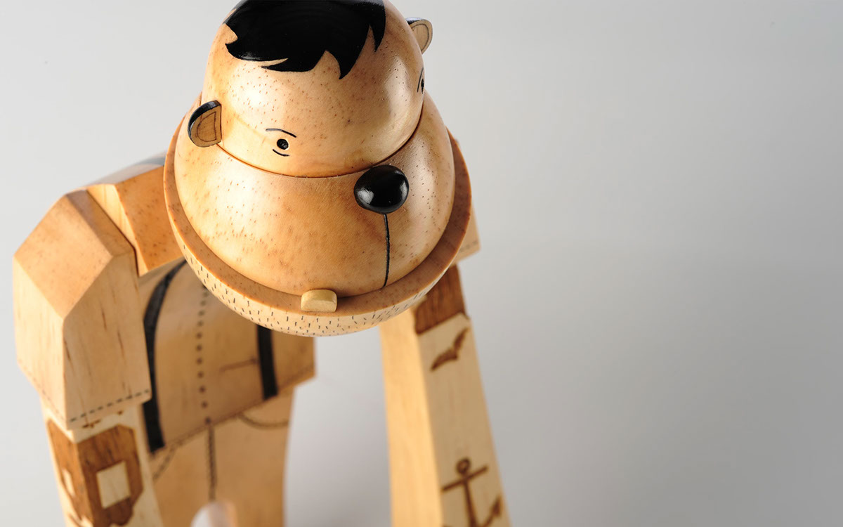 Adobe Portfolio Character wood toy sculpture 3D markers laser-engraving vinyl handmade hand-made Custom art wooden toys