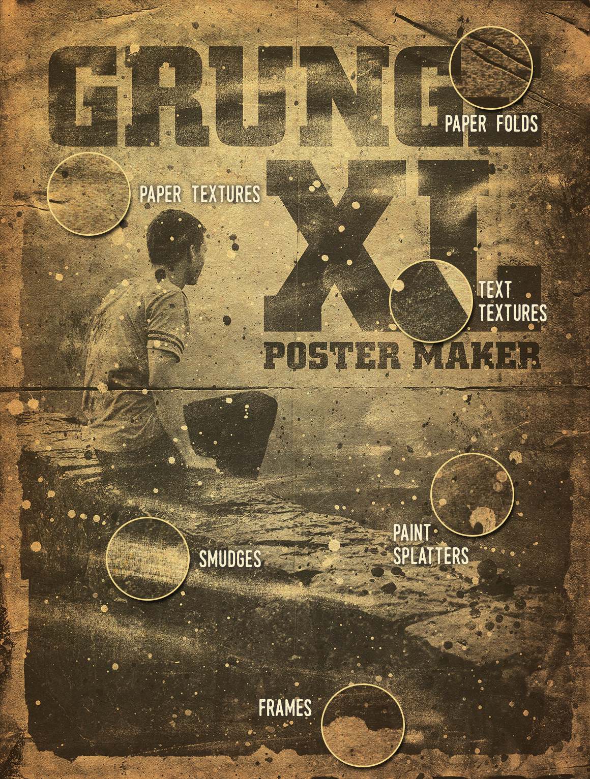 vintage grunge poster movie template dirt rough texture paper smudges paint splatter speckles instant Hipster