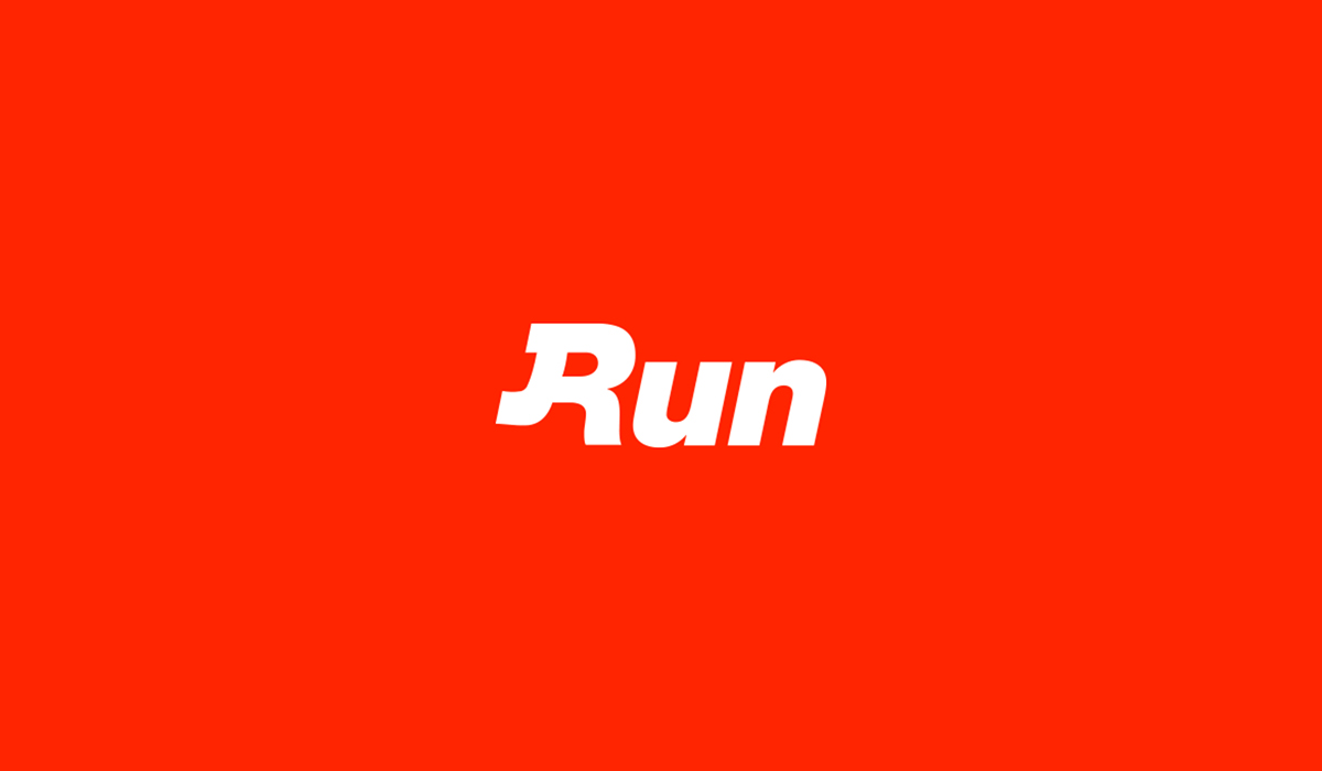 run sport community Logotype running sprint match orange navy college vs. Competition champ slide horizontal