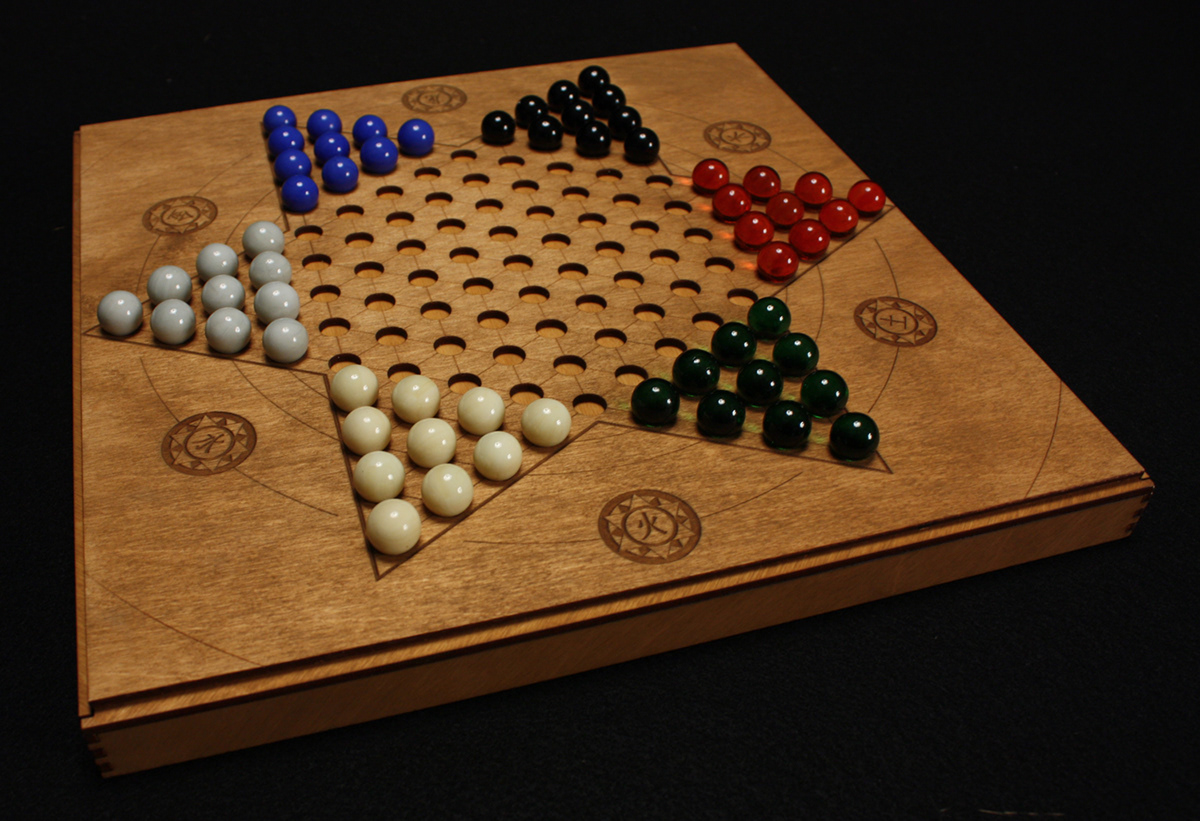 chinese checkers wood marbles