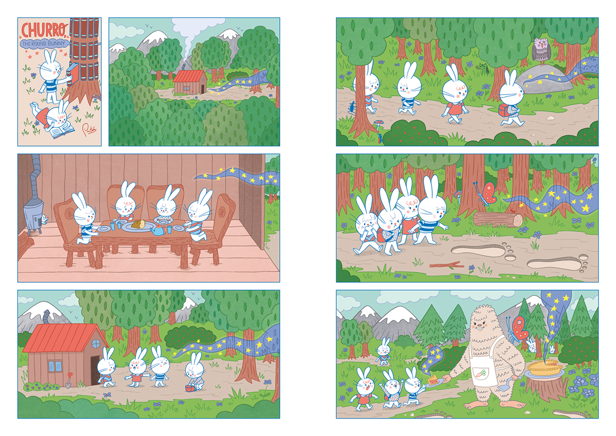 comic comicbook spread pages pages spread Double Spread Character Character design  bunny churro