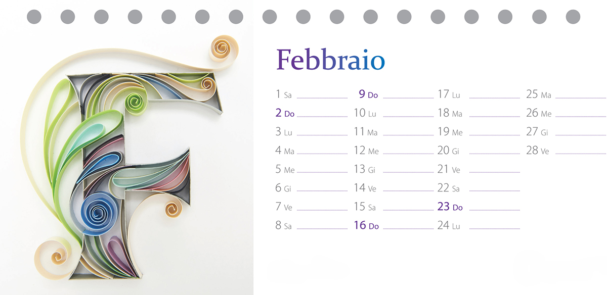 typography calendar quilling paper art months of year sabeena karnik