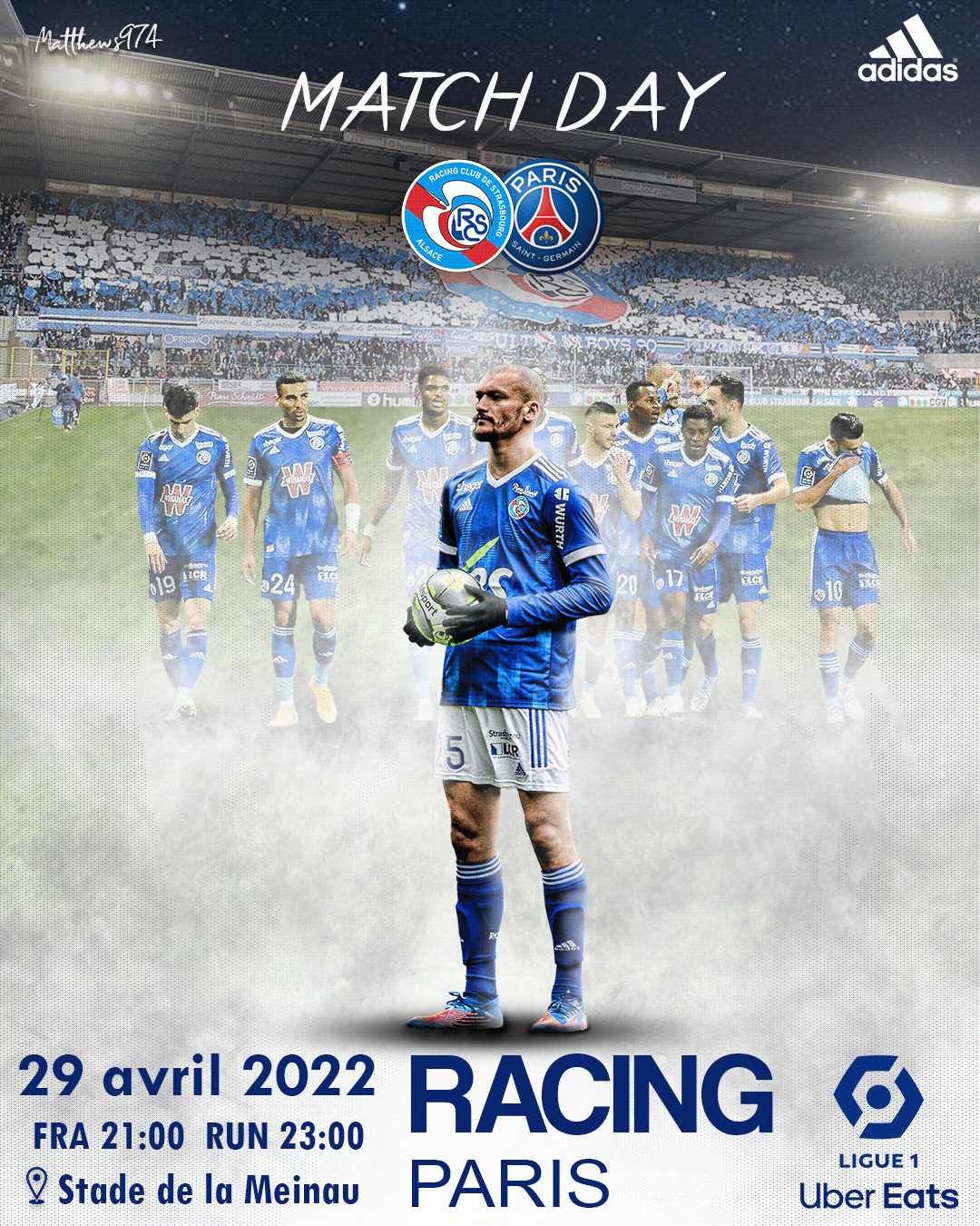 adidas AJORQUE design football GAMEDAY Ligue 1 matchday photoshop Socialmedia strasbourg