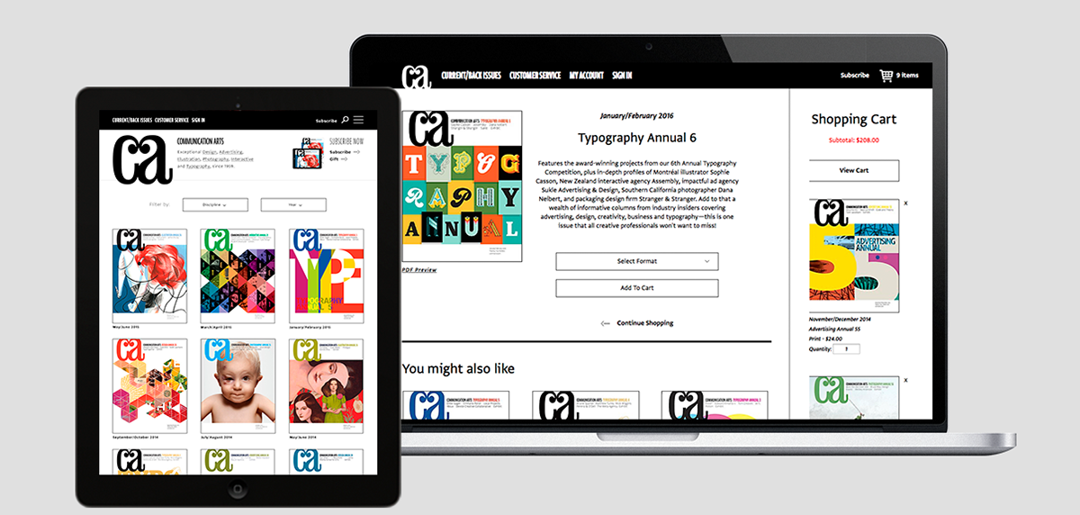 magazine store Website design back issues online store Communication Arts Web Layout
