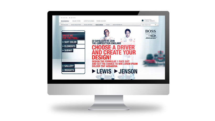 Hugo boss McLaren MC Laren Jenson Button lewis hamilton Formula 1 configurator design contest web special sport sponsoring