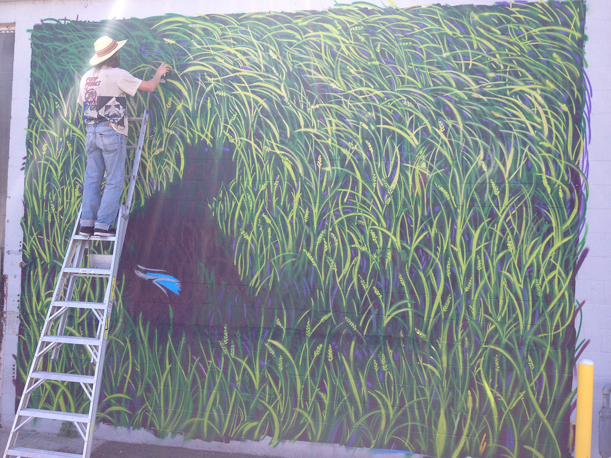 wheat fields quiet contemplate wind spray paint Mural Baking Company metropolis